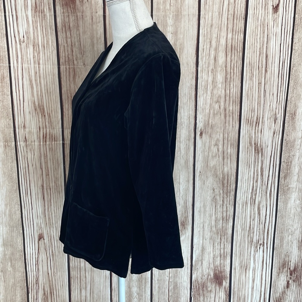 Chaus Petite Velvet Black Button Down Jacket - Small - Picture 4 of 7